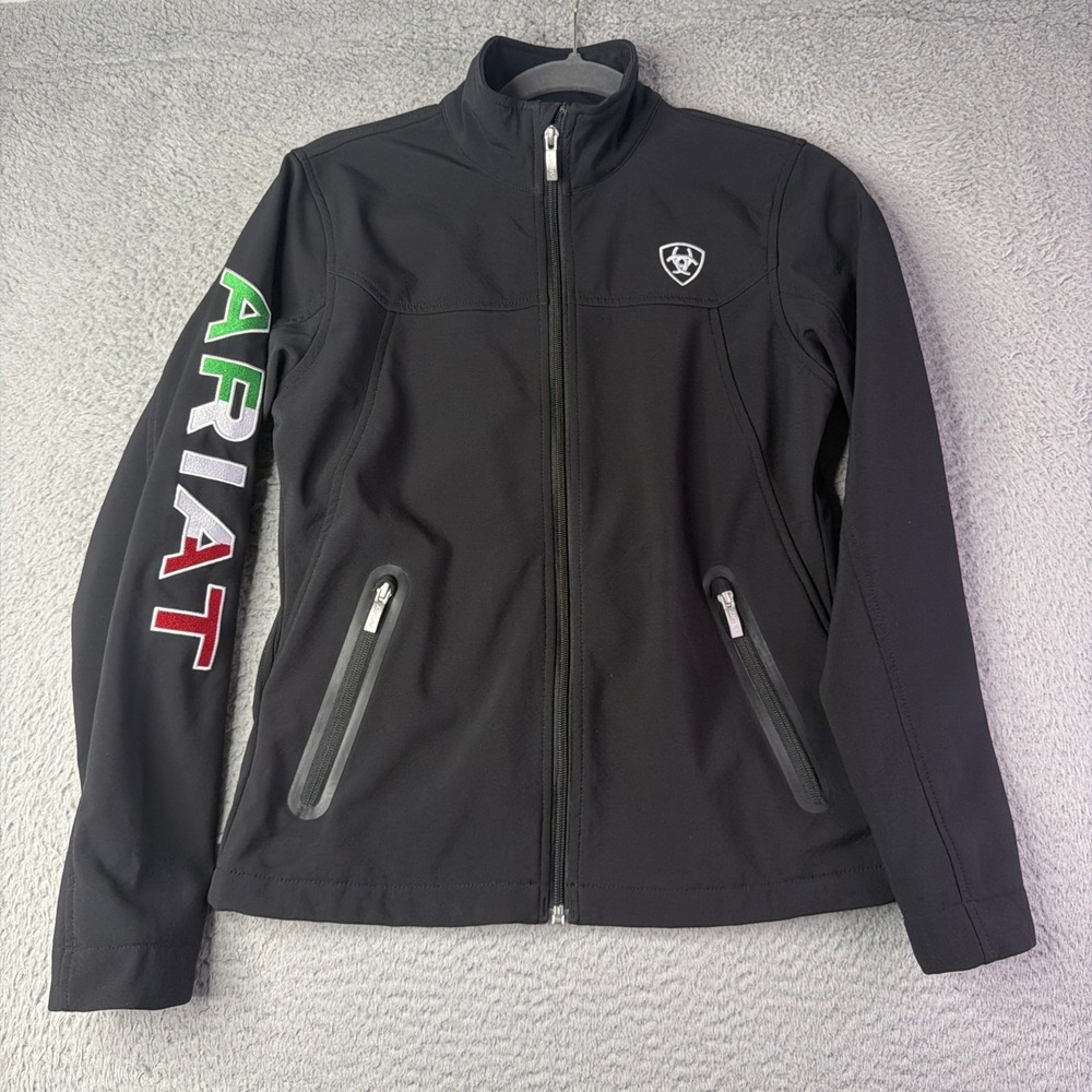 ARIAT Ariattek Women's Small Classic Team Softshell Mexico Jacket Full Zip Black